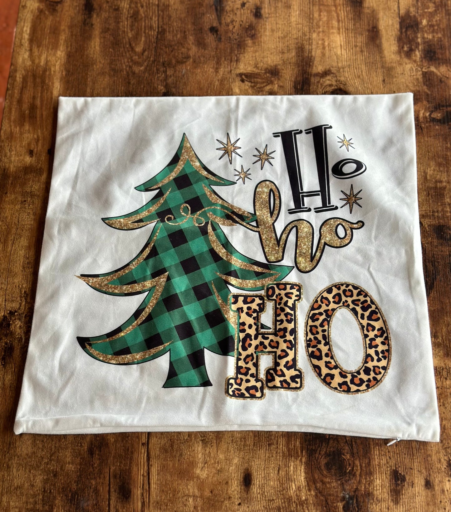 NA-CO-001 Cojín Árbol Ho Ho Ho Animal Print Navidad
