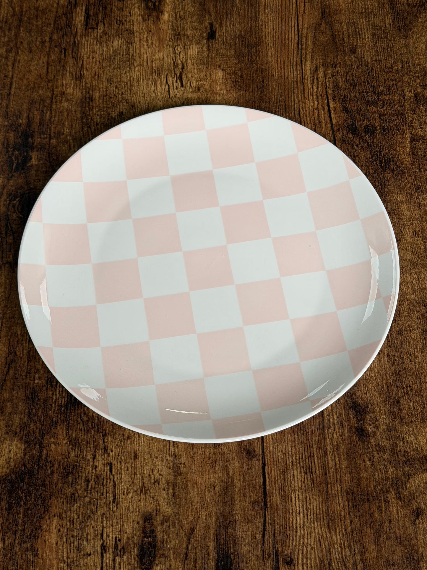 NA-PL-097 Plato & Bowl Ajedrez Rosa.8 Puestos