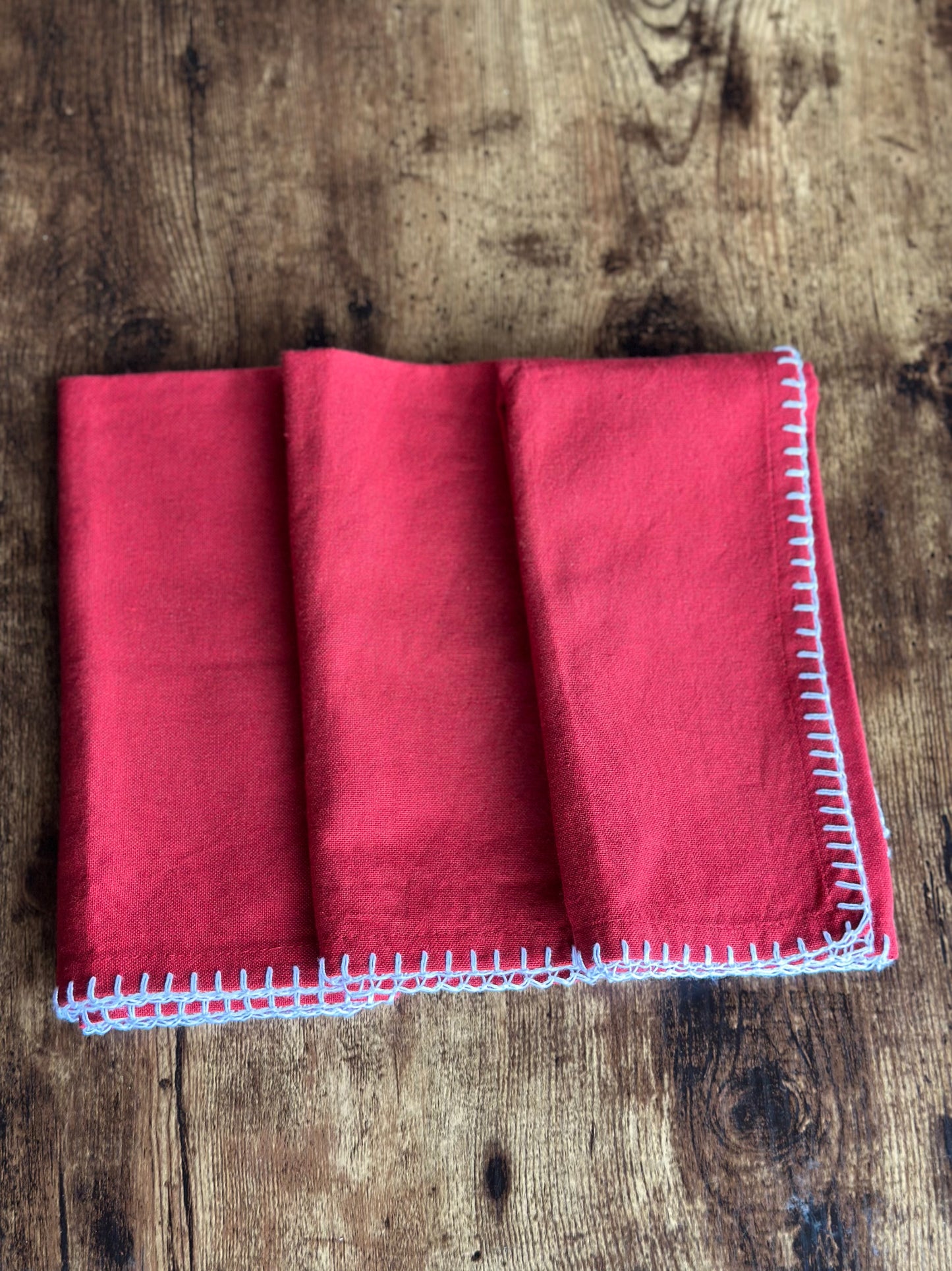 NA-SE-003 Servilletas Roja filo Blanco x 6 Navidad