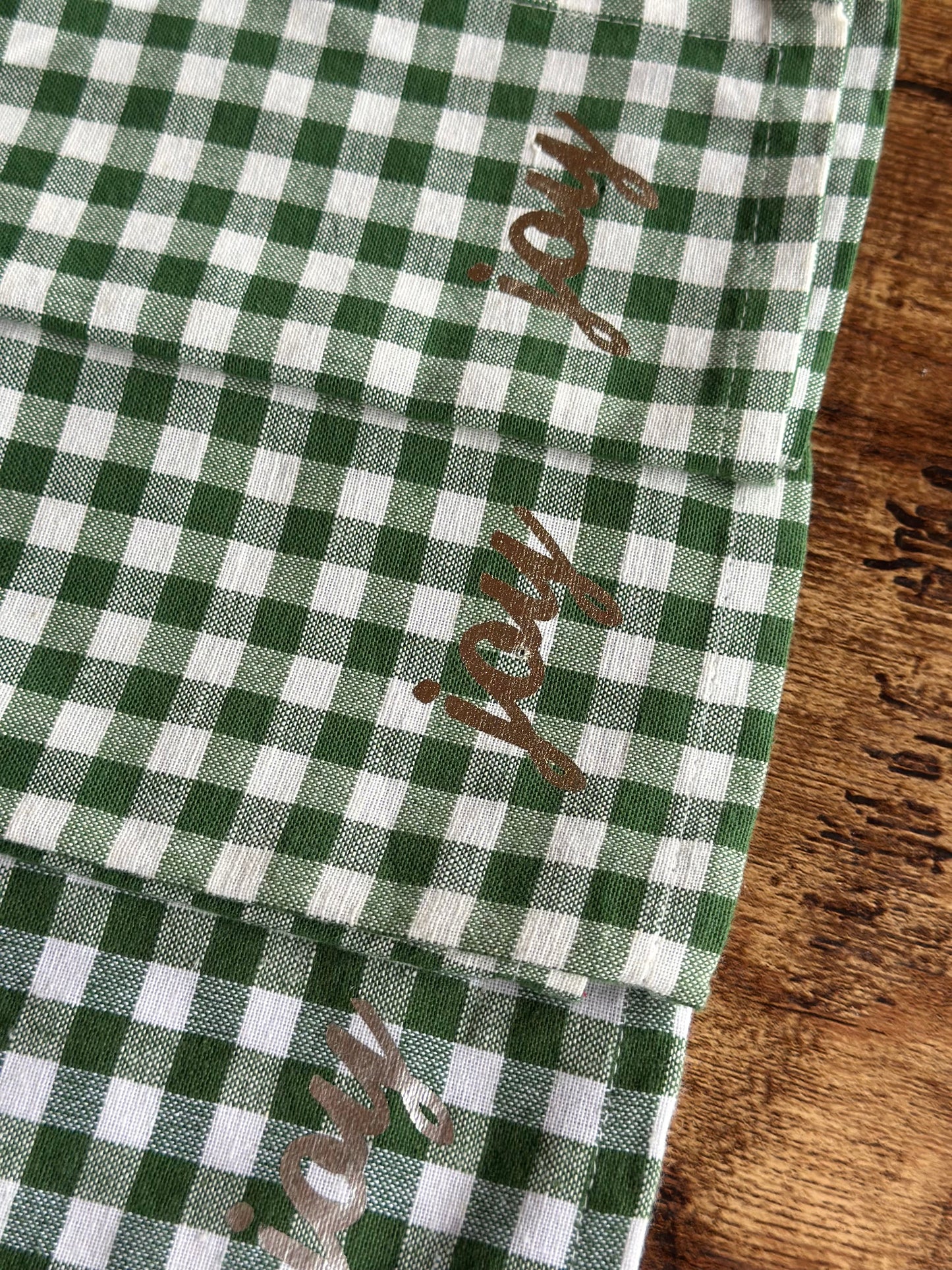 NA-SE-004 Servilletas Cuadros Verdes, Letrero Joy x 8 Navidad