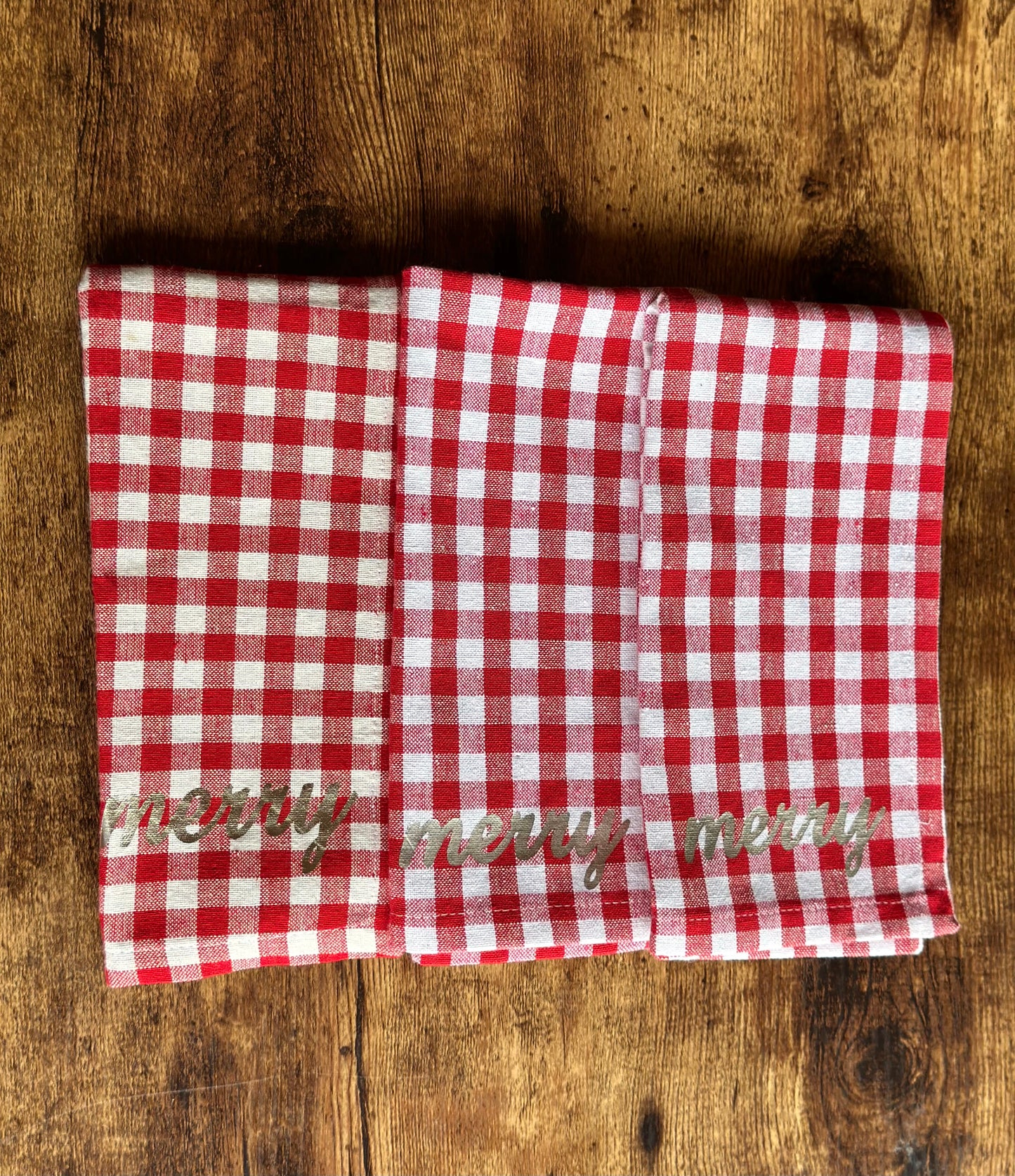 NA-SE-005 Servilletas Cuadros rojos y letrero Merry x 6