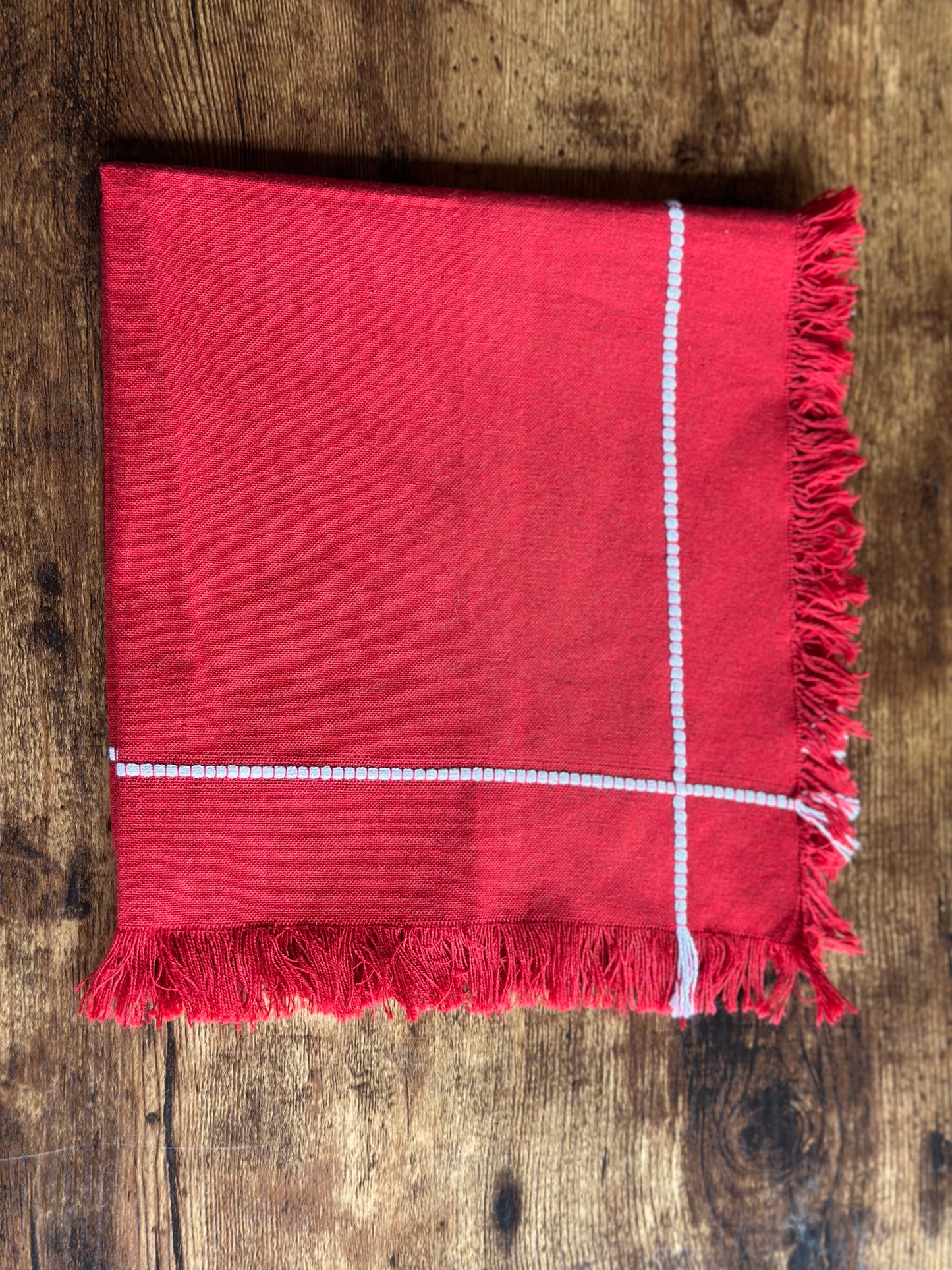 NA-SE-011 Servilletas Rojas, Rebordo Blanco x 8 Navidad