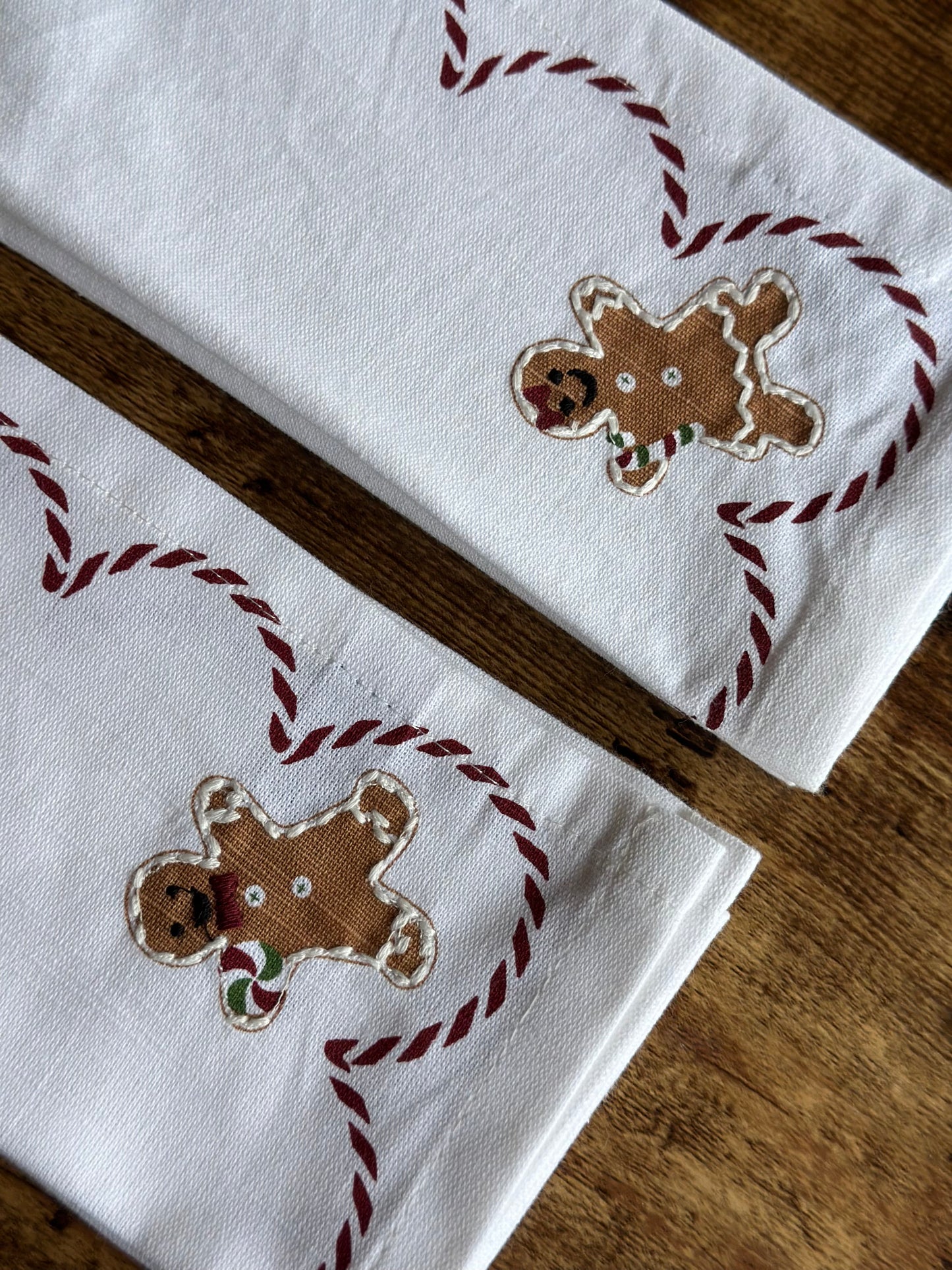 NA-SE-022 Servilletas Blancas Galleta de Jengibre Navidad x 6