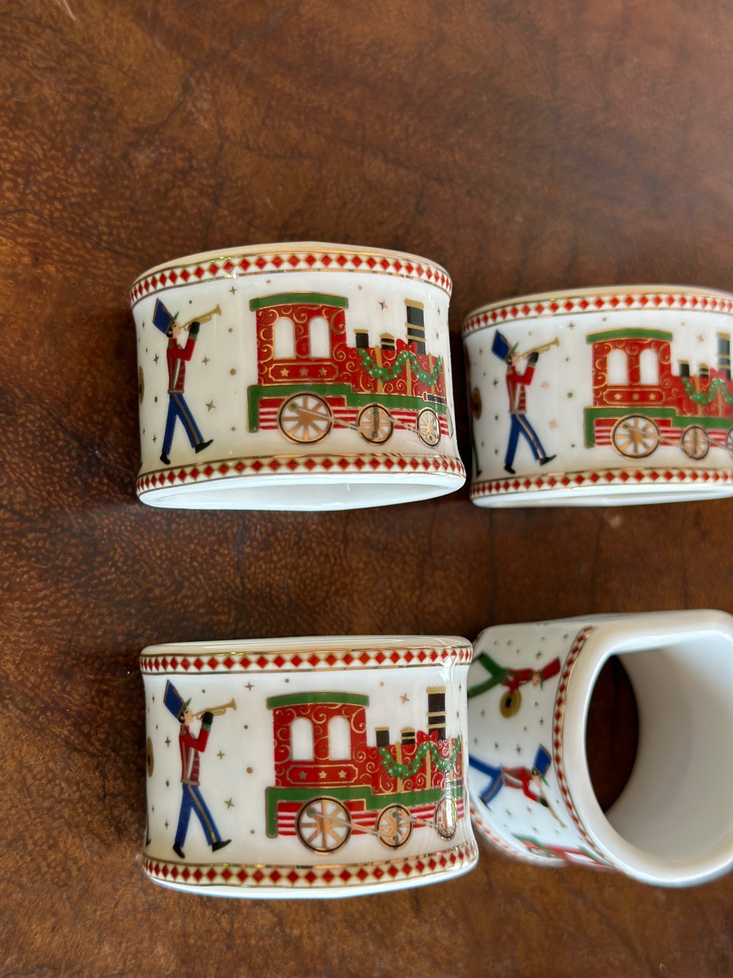 NA-SV-019 Servilleteros Tren Navidad. Set x 4