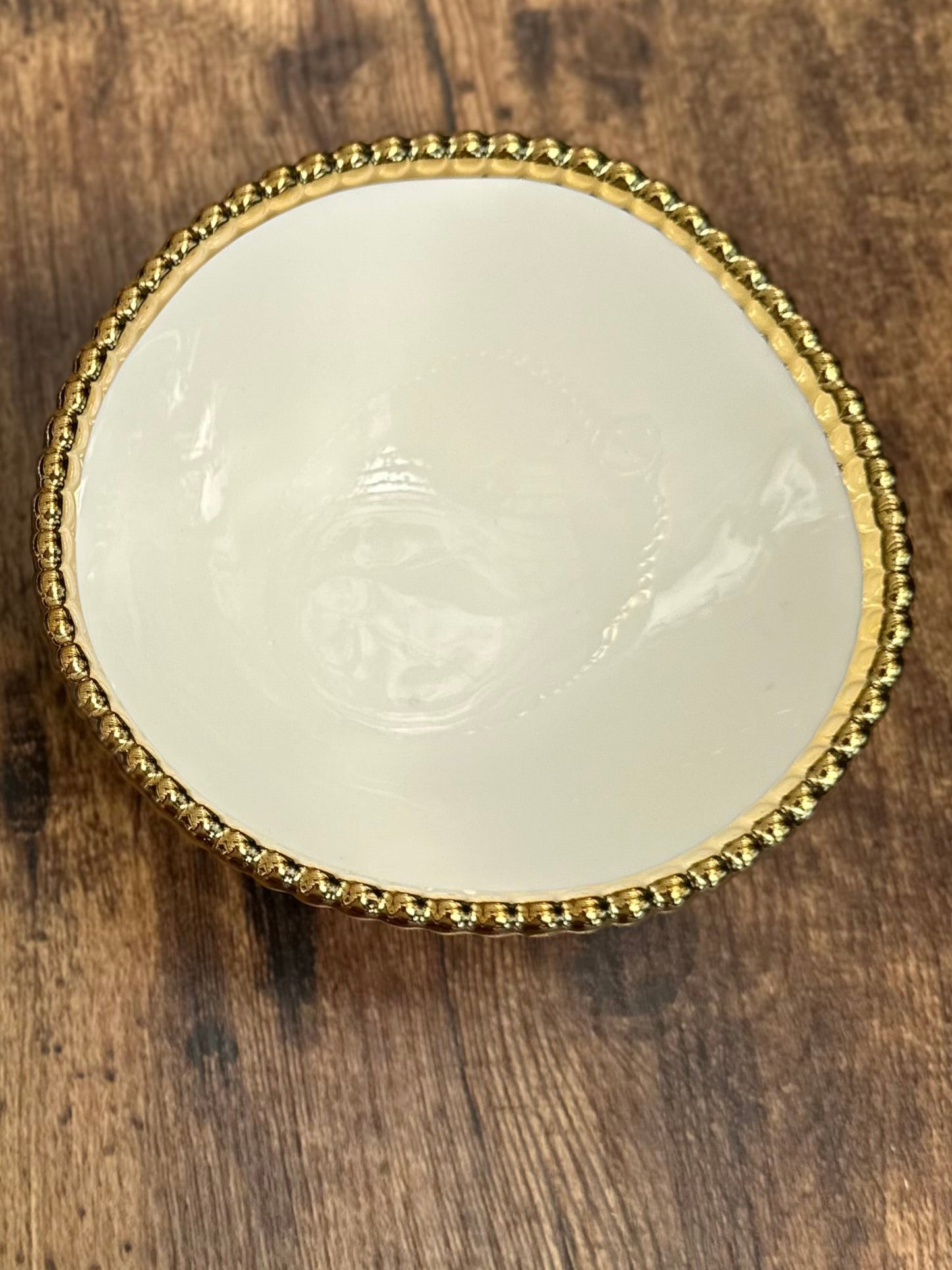 NA-PL-085 Plato Tortero borde Dorado en Bolas. Set x 7