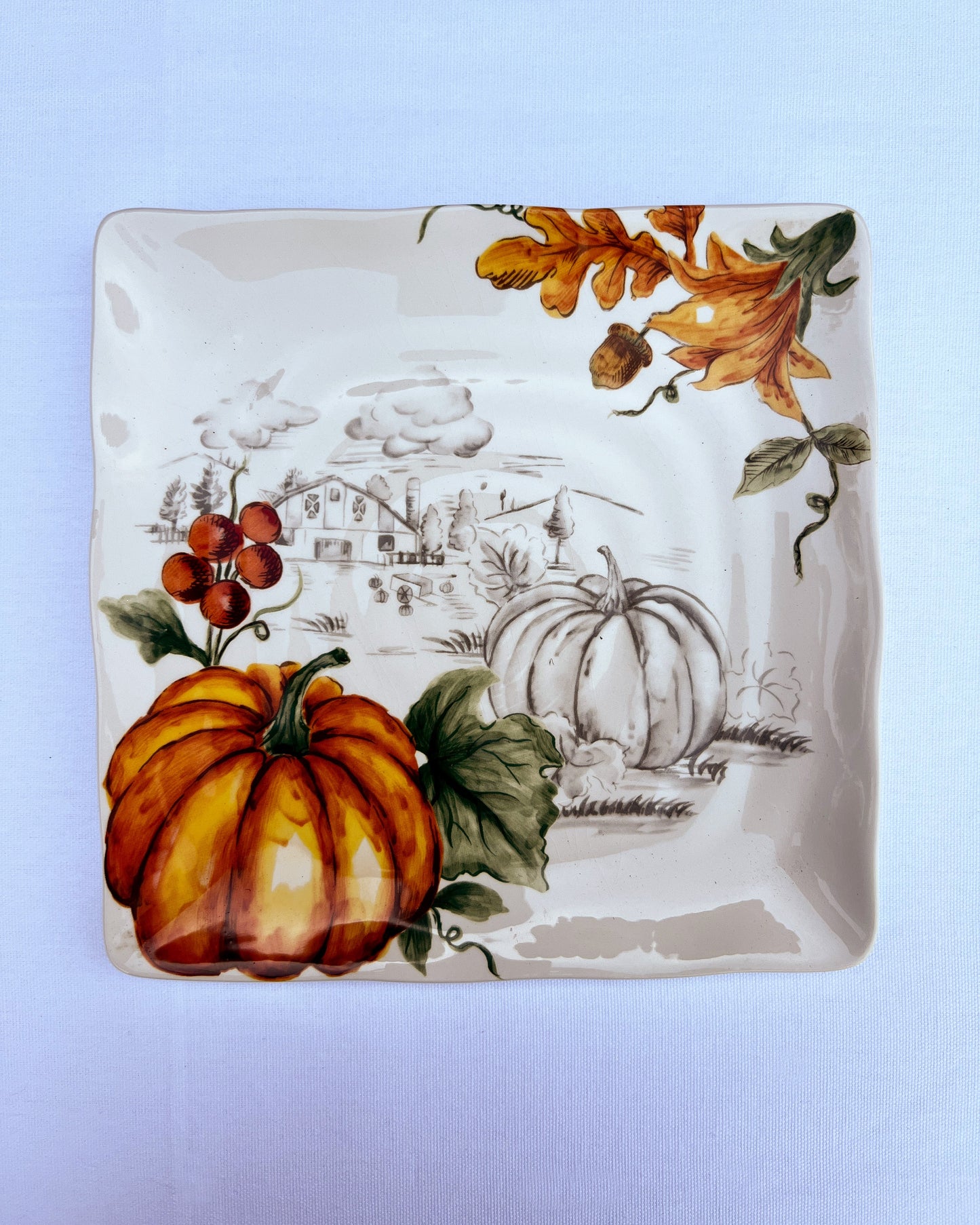 OT-PL-001 Plato Principal Calabaza Cuadrado x 4 Otoño