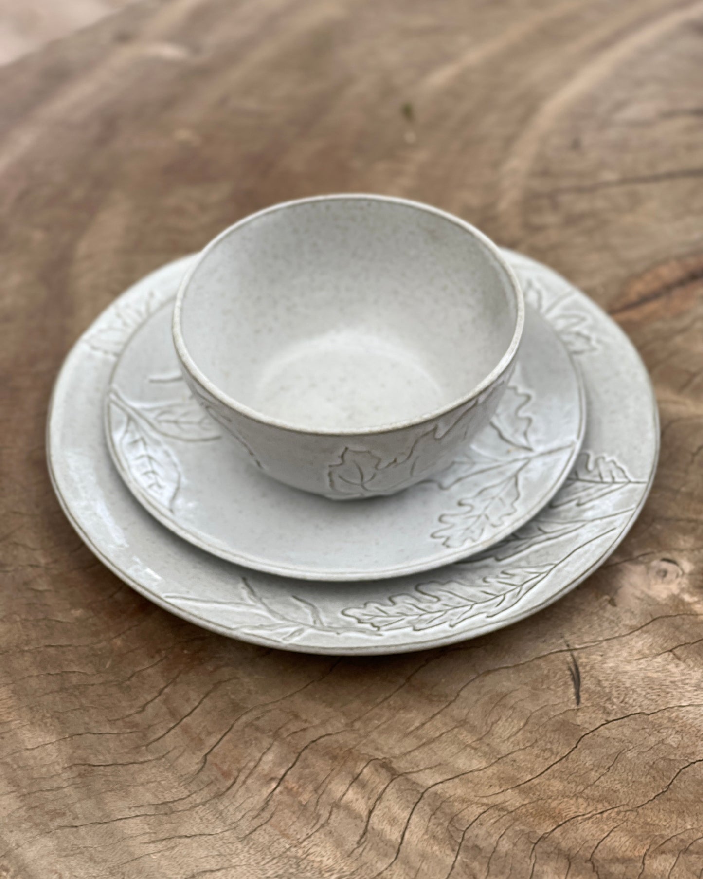 OT-VA-004 Vajilla Otoño Gris 4 puestos, Set x 4, 16 piezas