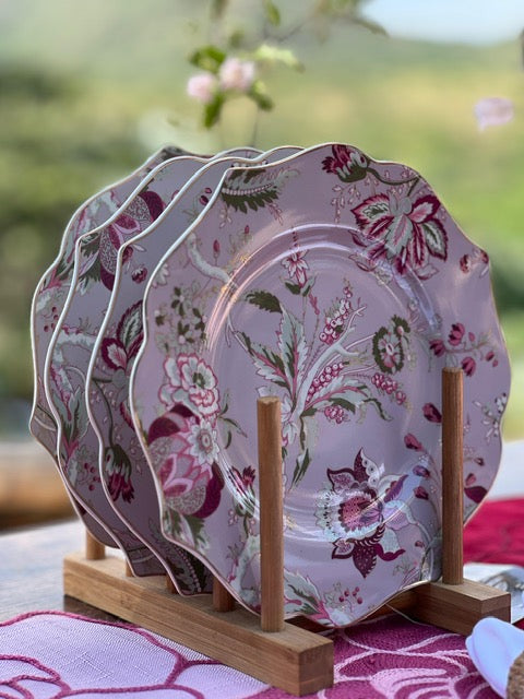 MA-PL-002 Plato Principal Lila con Flores. Set x 7