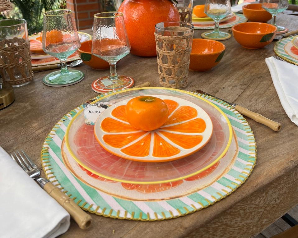 VE-PL-007 Platos Medianos Naranjas. Set x 6