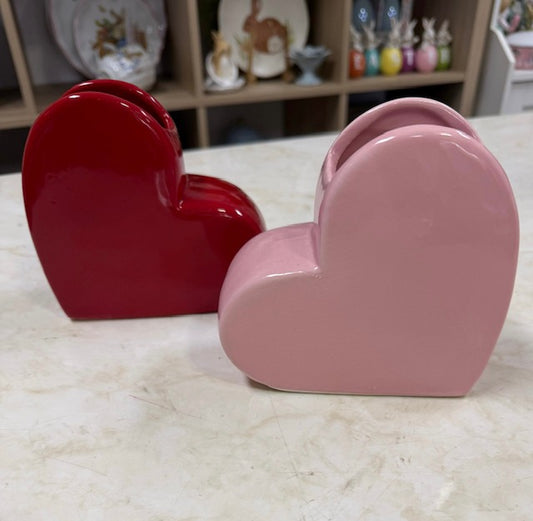 SV-DE-004 Corazón Rosado y Rojo Cerámica. Set x 2