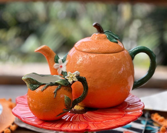 VE-DE-018 Tetera & Lechera Naranjas