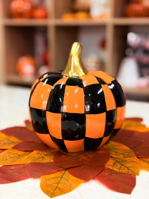 OT-DE-142 Calabaza Cuadros Naranja & Negros