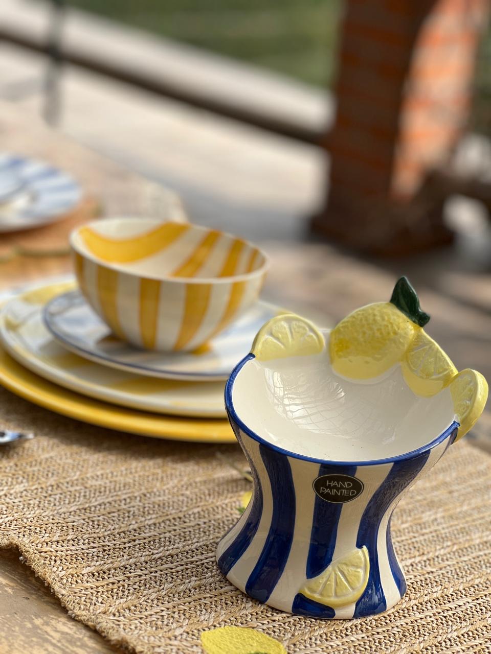 VE-DE-005 Bowl Rayas Azules Limones
