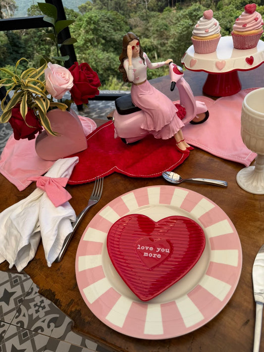 SV-DE-014 Platos Rojos Pequeños Corazón. Set x 4