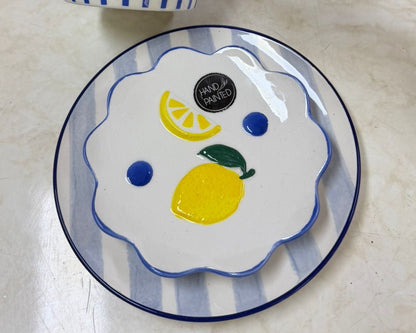 VE-PL-004 Platos Torteros Limones, Set x 8