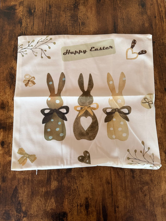 EA-CO-001 Cojín HAPPY EASTER Conejos Cafés