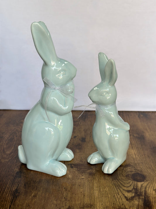 EA-DE-016 Pareja Conejos Azules Porcelana