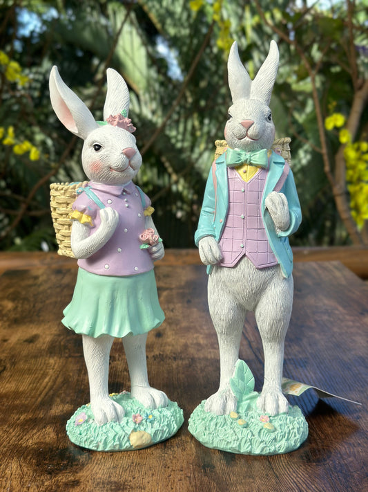 EA-DE-022 Pareja de Conejos con Mochila Yute. Set x 2