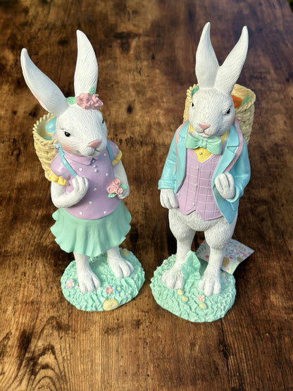 EA-DE-022 Pareja de Conejos con Mochila Yute. Set x 2