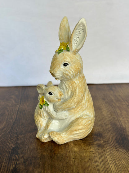 EA-DE-024 Conejos Mama y Bebe Flor Amarilla
