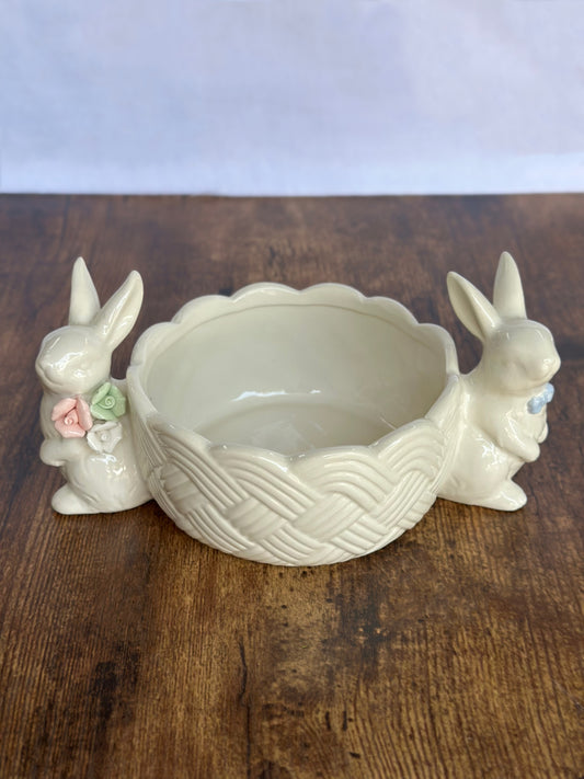 EA-DE-124 Bowl Porcelana con Dos Conejos