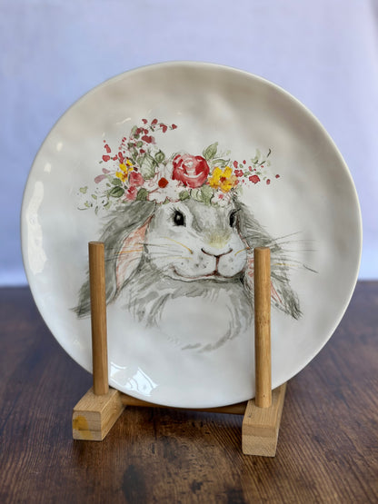 EA-PL-004 Plato Conejo con Diadema Flores. Set x 8