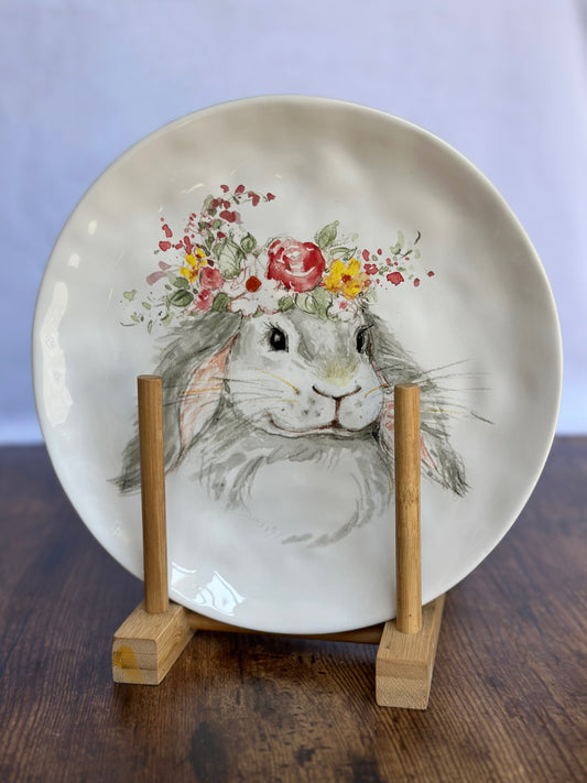 EA-PL-004 Plato Conejo con Diadema Flores. Set x 8