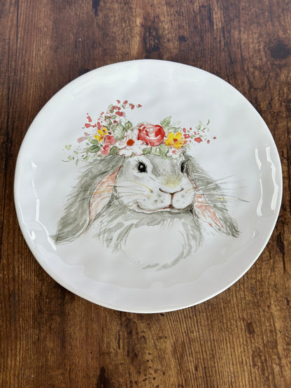 EA-PL-004 Plato Conejo con Diadema Flores. Set x 8