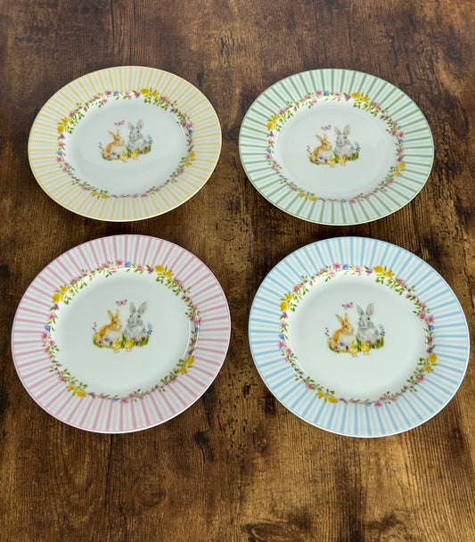 EA-PL-005 Plato Conejo Borde de Colores. Surtido. Set x 4