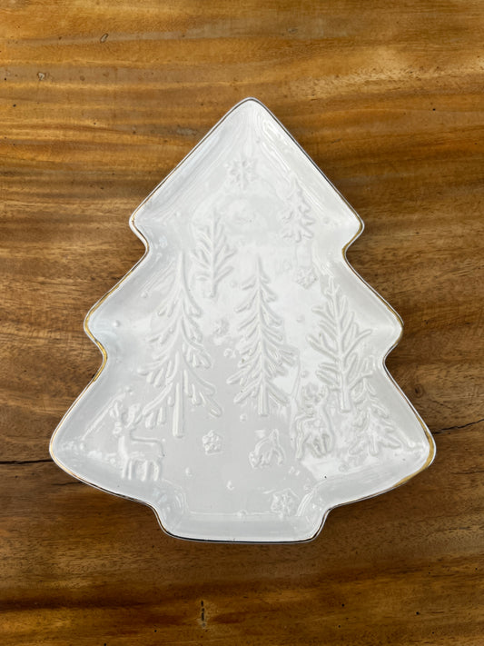 NA-BA-007 Bandeja Pino Blanco con Dorado Navidad