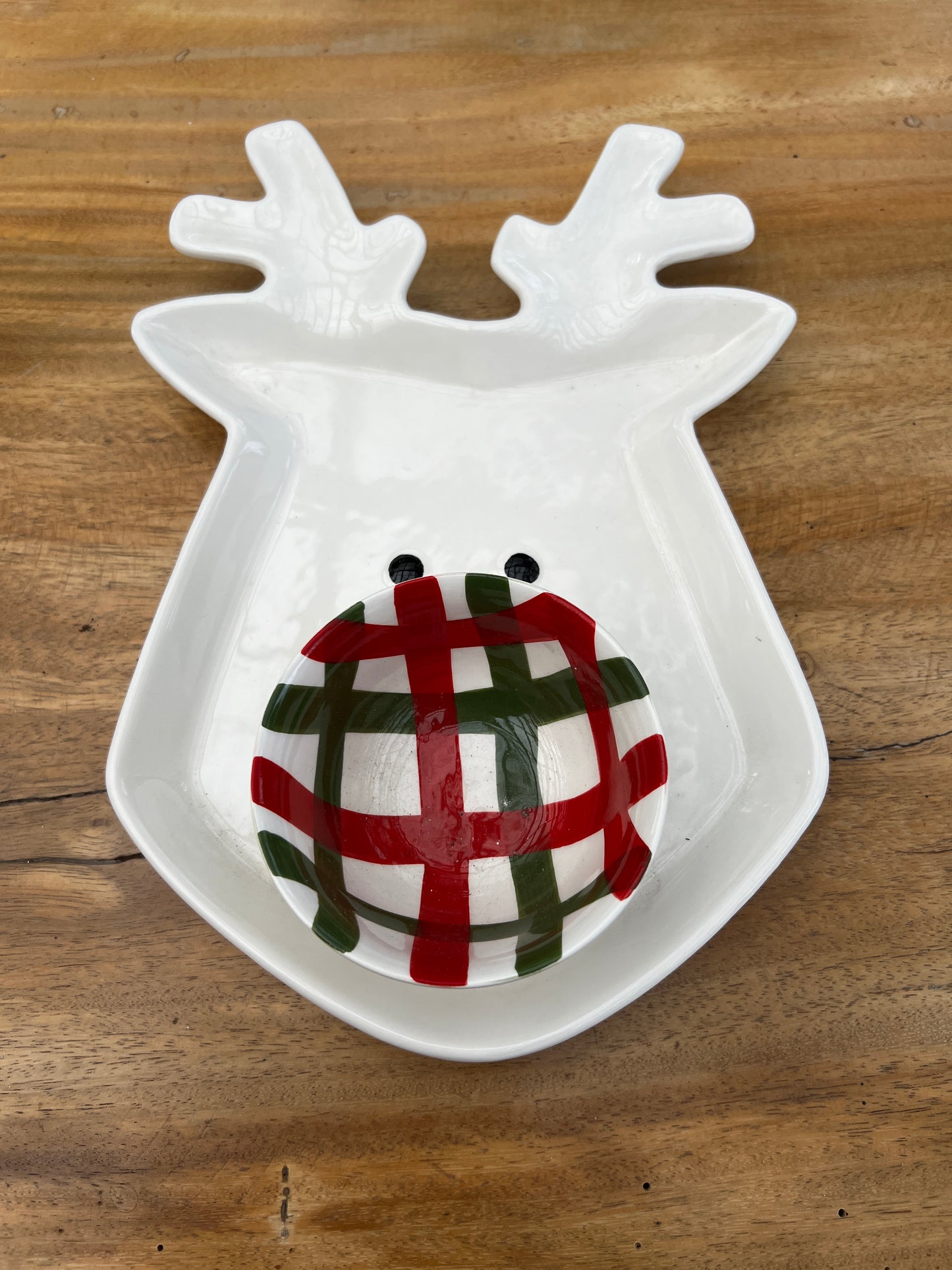 NA-BA-011 Bandeja Reno con Salsera Rayas Navidad