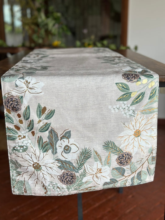 NA-CA-005 Camino de Mesa Flores Verdes Navidad