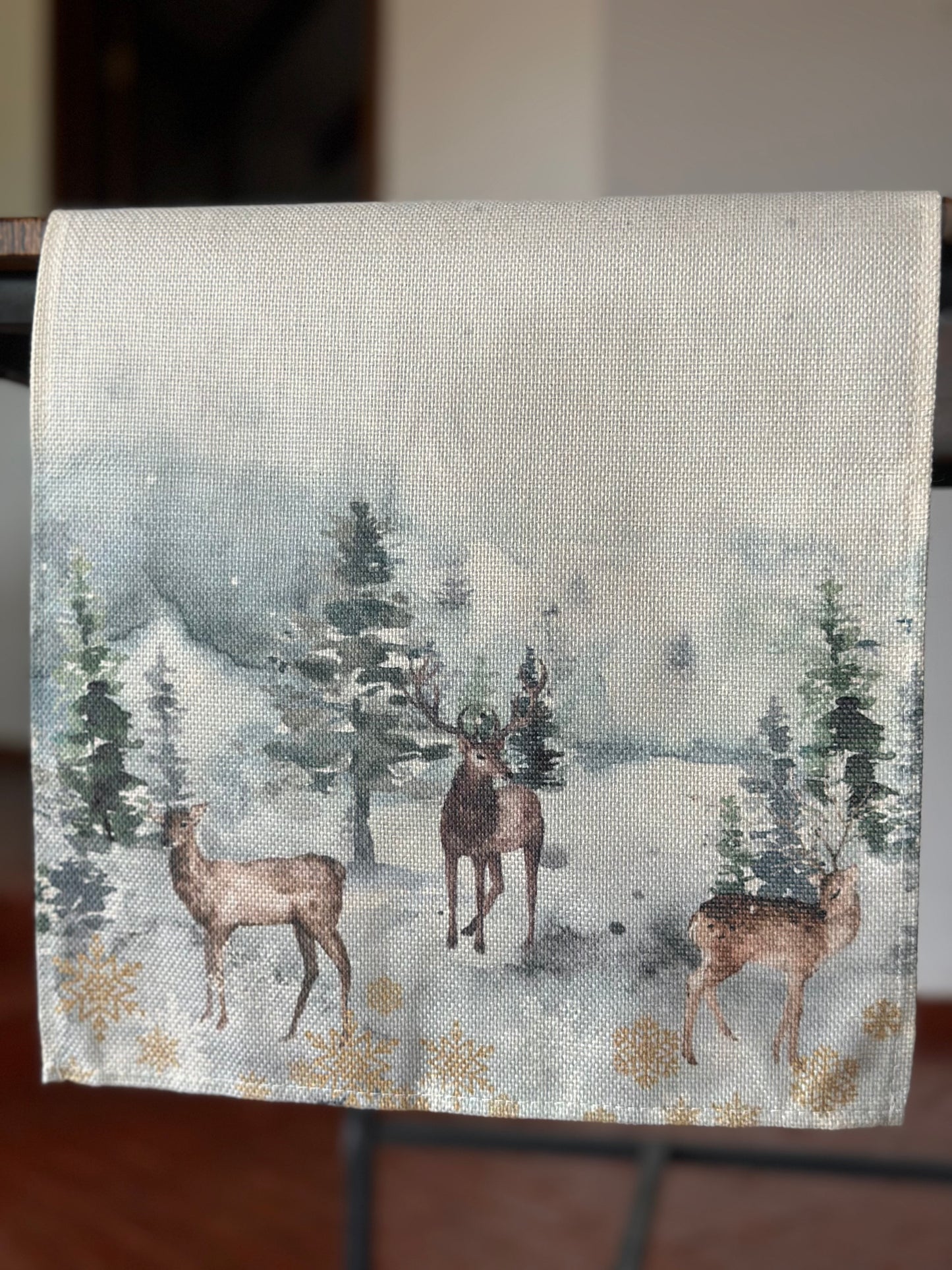 NA-CA-015 Camino de Mesa Renos y Copos de Nieve Navidad