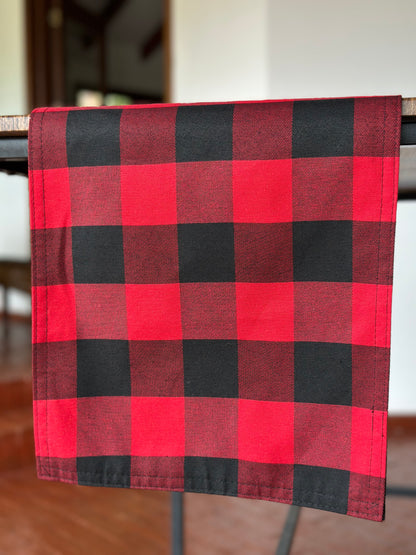 NA-CA-037 Camino de mesa Doble Faz Búfalo Rojo y Negro Navidad