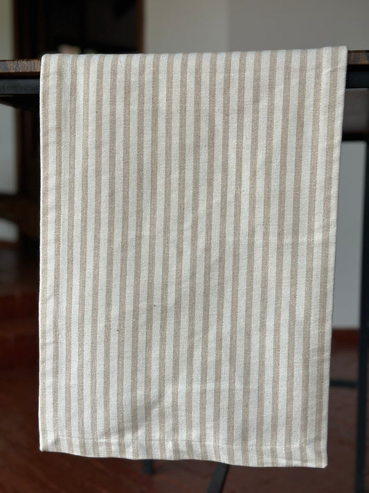 NA-CA-040 Camino de Mesa Doble Faz Beige y Rayas