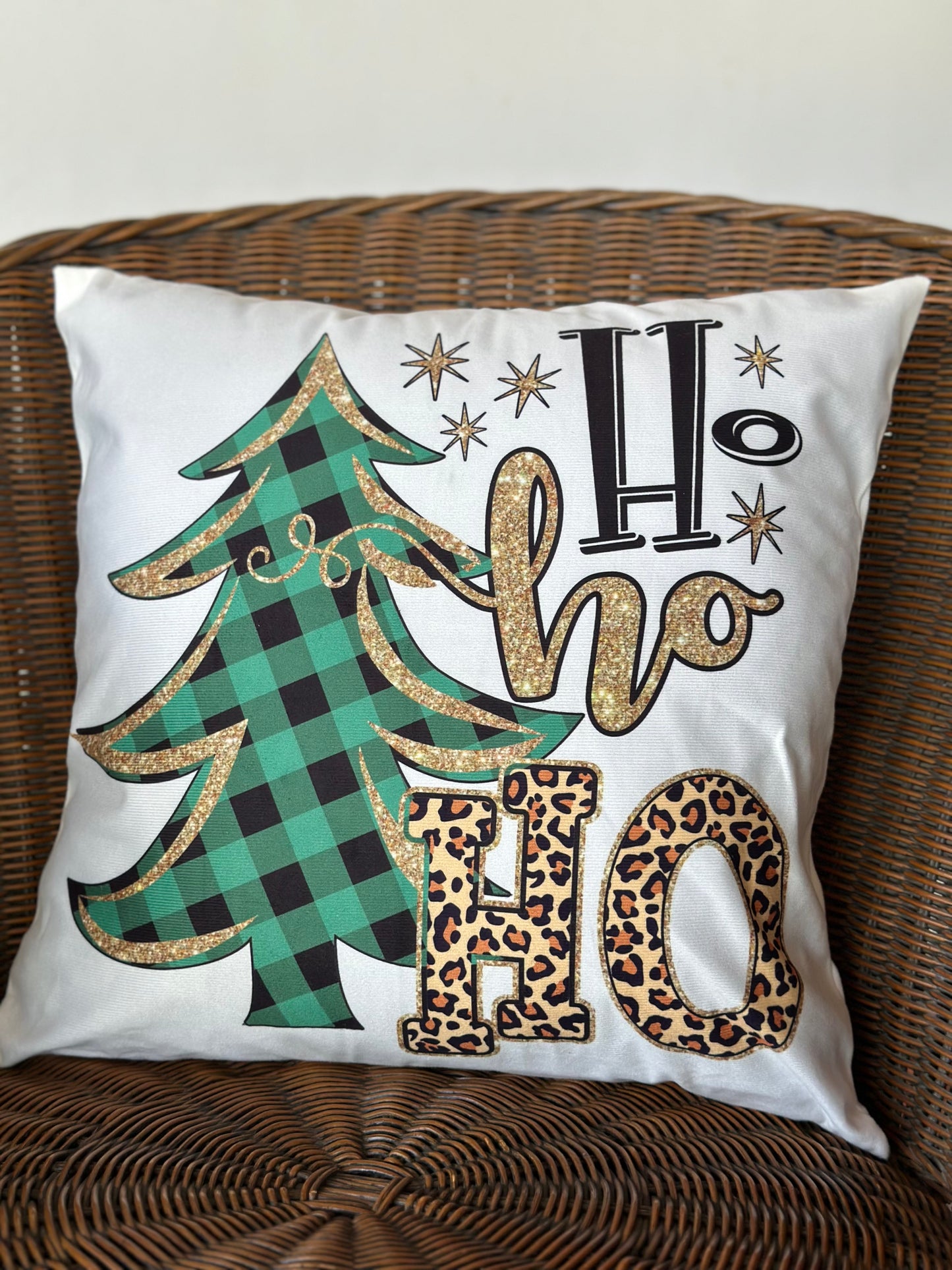 NA-CO-001 Cojín Árbol Ho Ho Ho Animal Print  Navidad