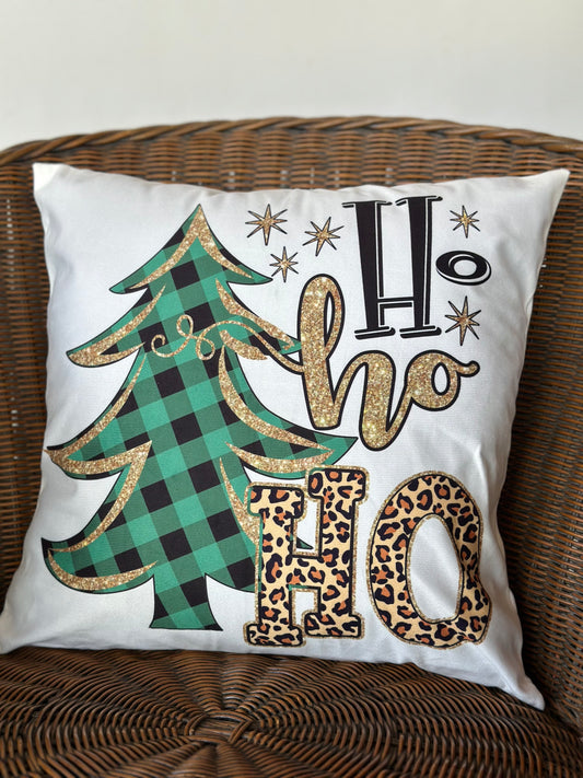 NA-CO-001 Cojín Árbol Ho Ho Ho Animal Print  Navidad