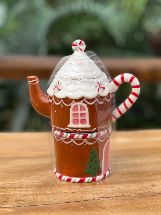 NA-DE-023 Decoración Galleta Tetera con Pocillo Navidad