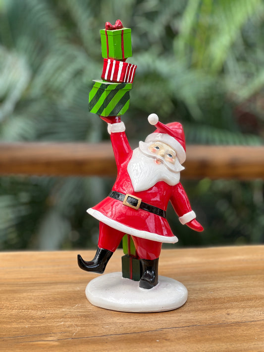 NA-DE-029 Decoración Papa Noel con Pila de Regalos Navidad