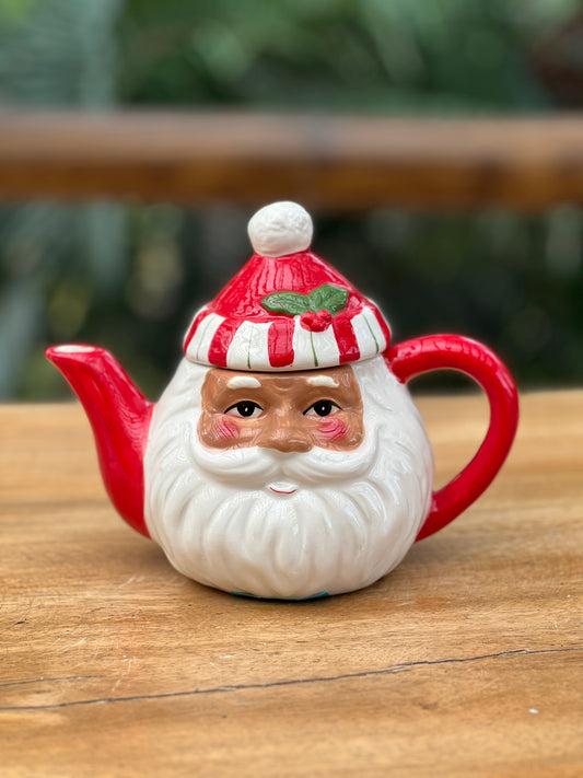 NA-DE-034 Decoración Tetera Papa Noel Gorro con Rayas Navidad