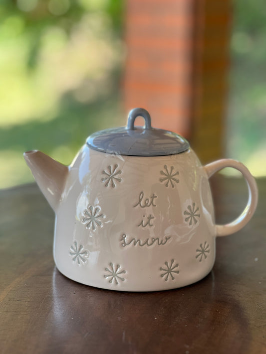 NA-DE-060 Tetera Copos de Nieve Tapa Azul Navidad