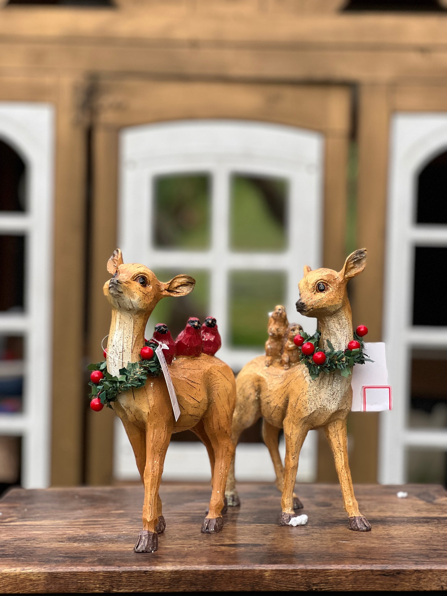 NA-DE-073 Decoración Reno con Cardenales Set x 2 Navidad