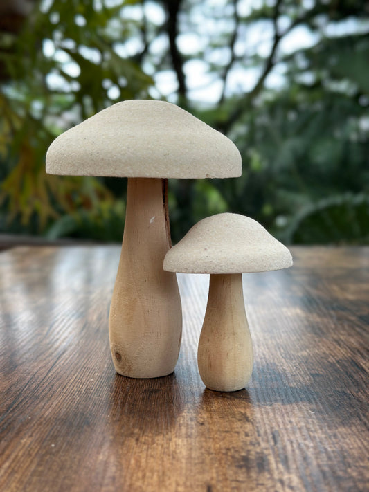 NA-DE-102 Decoración Hongos de Madera. Set x 2