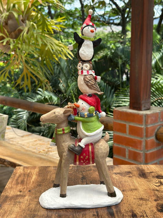 NA-DE-115 Adorno Reno con Pingüinos Navidad