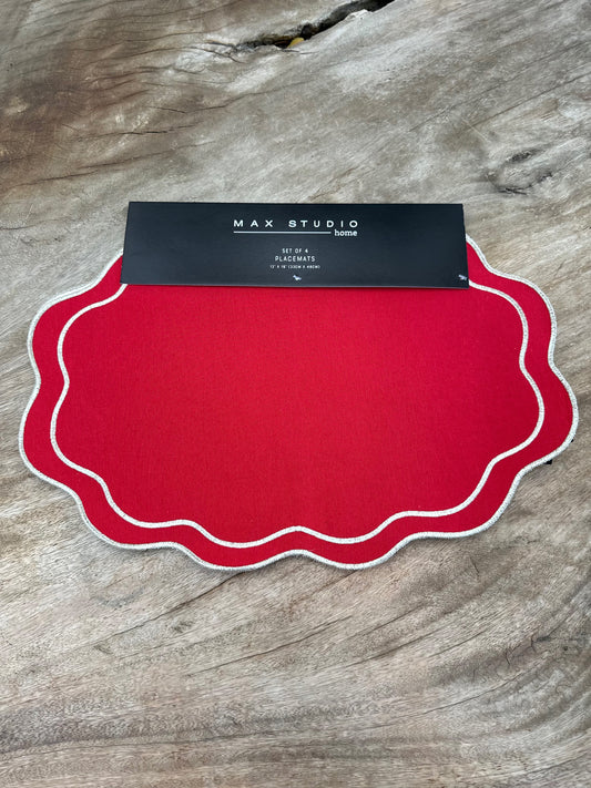 NA-IN-005 Individuales Rojos Borde Dorado. Set x 8