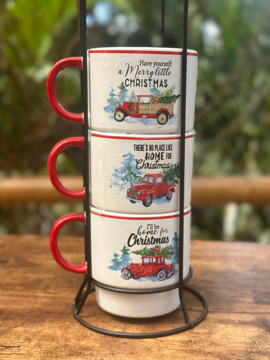 NA-JT-006 Pocillo Carro Rojo Navidad. Set x 3