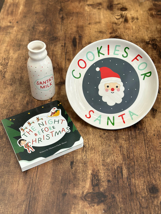 NA-JT-009 Set Cookies para Santa Blanco. Plato, Libro & Botella