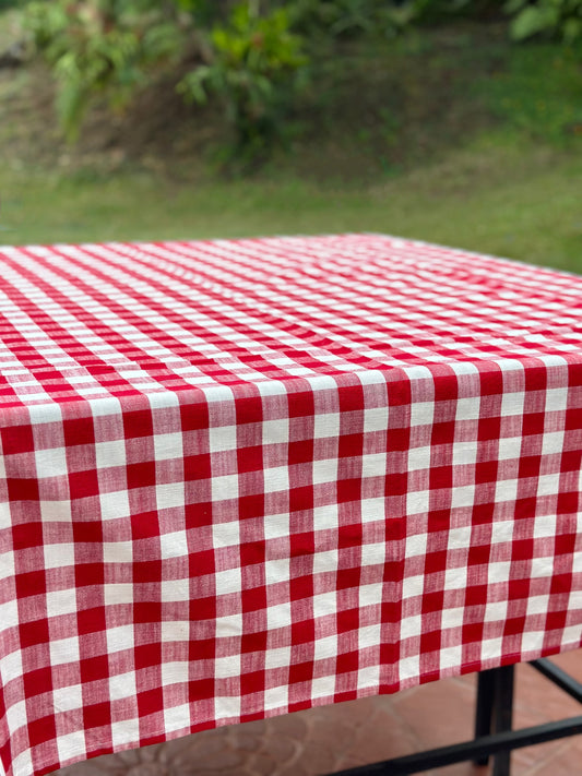 NA-MA-001A Mantel Cuadros Blancos y Rojo Navidad