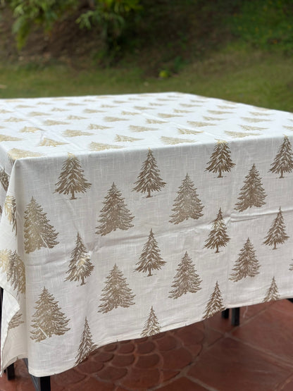 NA-MA-004 Mantel Arboles dorados Navidad