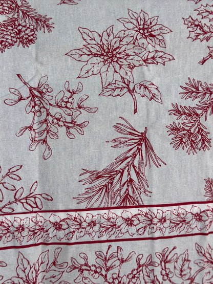 NA-MA-017 Mantel Blanco con  Flores Rojas Navidad